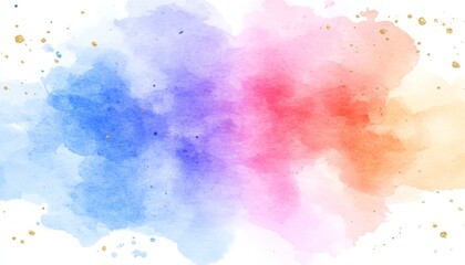 Obraz premium Abstract Colorful Watercolor Background with Vibrant Splashes and Gold Accents, Design Element