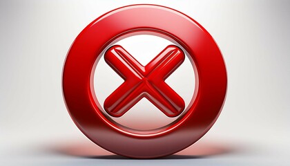3d a red circle with an x in the middle isolated on transparent or white background