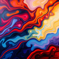Obraz premium AI Image of abstract pattern with waves where a blend of fluid acrylics forming a never-ending river of colors