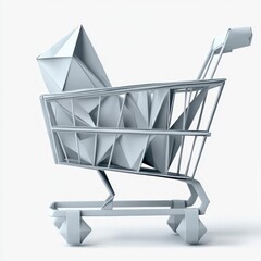 Decorative Shopping Cart Filled with Origami Eggs for festive Celebration in New Year