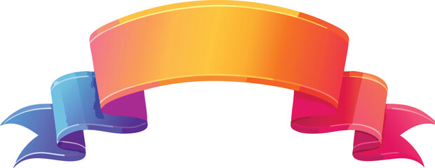 Ribbon banner with flowing folds and customizable text area, vibrant color gradient