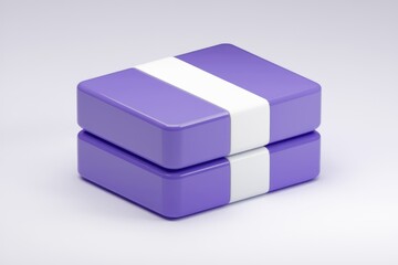 Obraz premium 3D render of two stacked purple cubes with white stripes, symbolizing data storage or database.