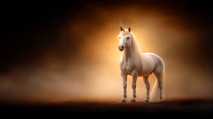 A fantastical unicorn with iridescent mane and tail, standing in a luminous meadow. ultra-realistic, photo-realistic, highly detailed, 