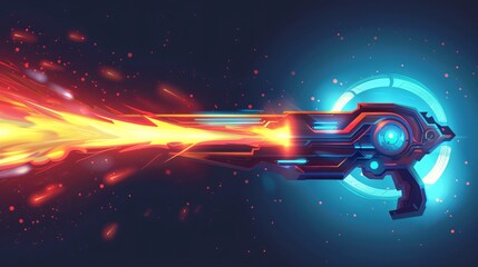 Dynamic Laser Gun Blast Effect and Magic Plasma Force in Cartoon Style