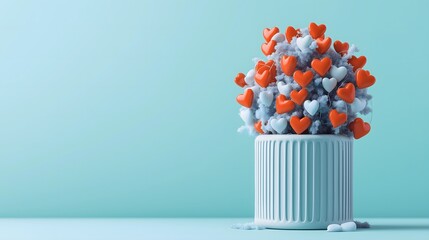 valentine decorations, hearts in classic style: Valentine tree, heart-shaped ornaments and fairy lights, whimsical ambiance.