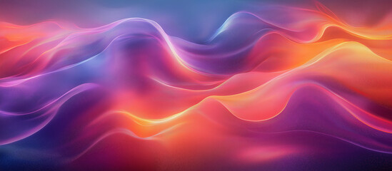 Fototapeta premium Vibrant abstract background featuring smooth wavy lines and dynamic gradients in purple, blue, orange, and pink, ideal for trendy presentations, posters, and modern design projects