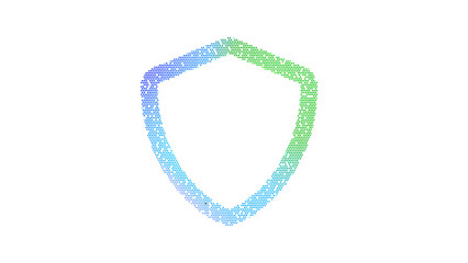 Icon shield is made up of LED square shapes. There are bright diodes and there are black dead diodes