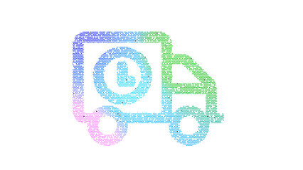 Icon shipping timed is made up of LED square shapes. There are bright diodes and there are black dead diodes