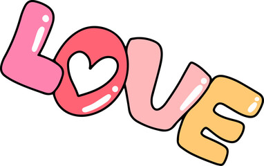 Cute duck, flowers, hearts, love valentine, hand drawn