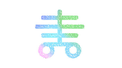 Icon skeleton is made up of LED square shapes. There are bright diodes and there are black dead diodes