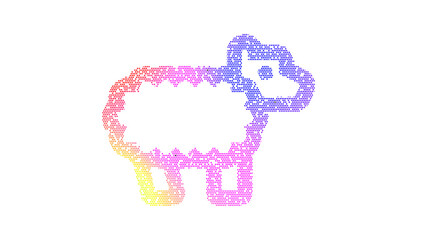 Icon sheep is made up of LED square shapes. There are bright diodes and there are black dead diodes