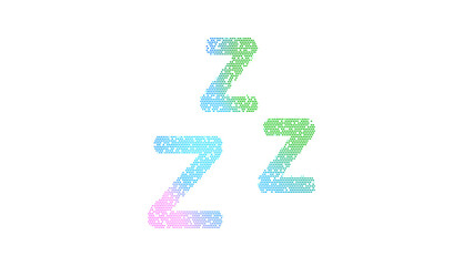 Icon snooze is made up of LED square shapes. There are bright diodes and there are black dead diodes