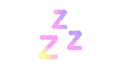 Icon snooze is made up of LED square shapes. There are bright diodes and there are black dead diodes