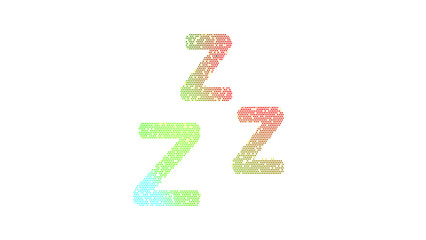 Icon snooze is made up of LED square shapes. There are bright diodes and there are black dead diodes