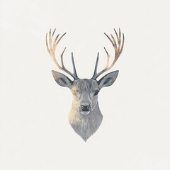 Elegant Line Art Deer Head with Antlers