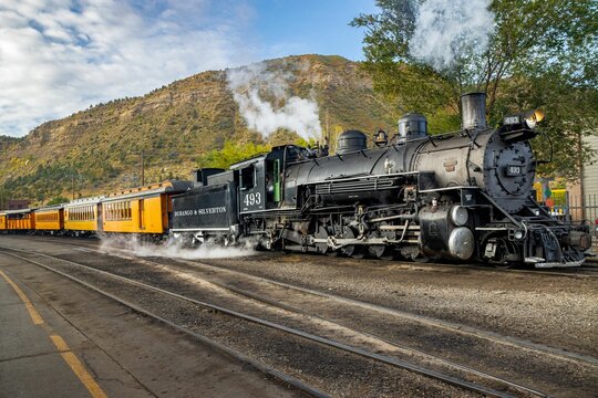 Historic steam train on Durango & Silverton line.