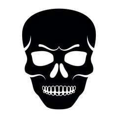 Black skull. Isolated vector illustration for rock store, tattoo, print, background, logo