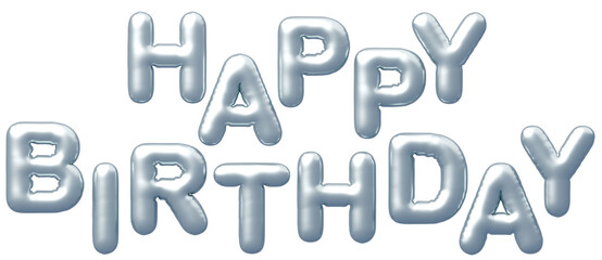 3D画像_風船_HAPPY BIRTHDAY_シルバー