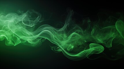 Ethereal Green Smoke Wisp on a Dark Background Creating an Enigmatic and Mysterious Atmosphere for Various Creative Projects