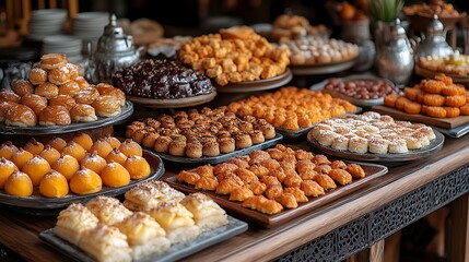 Fototapeta premium Assorted Delicious Pastries and Cakes Displayed Beautifully