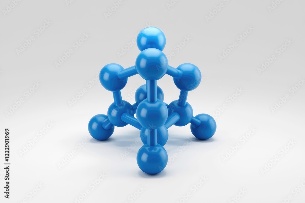 Poster a 3d rendering of a blue molecular structure, symbolizing connection and complexity.