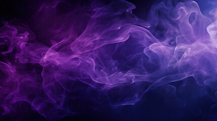 Fototapeta premium Delicate Purple Smoke Wisps Floating on a Dark Background, Capturing the Ethereal Beauty of Translucent Patterns and Swirling Forms