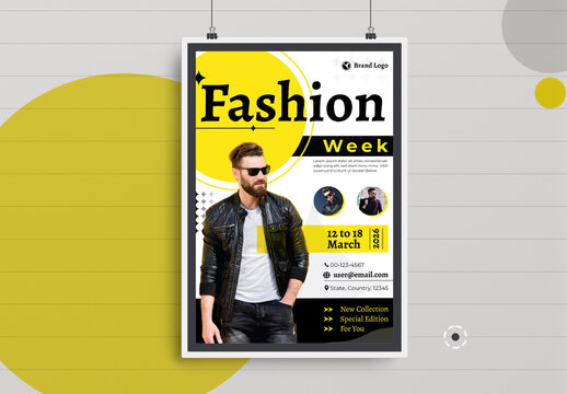 Fashion Poster Layout With Yellow Color