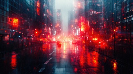 Abstract digital landscape featuring a futuristic corridor,