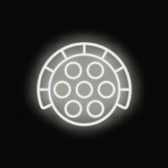 Neon medical lamp illuminating the dark space of an operating room