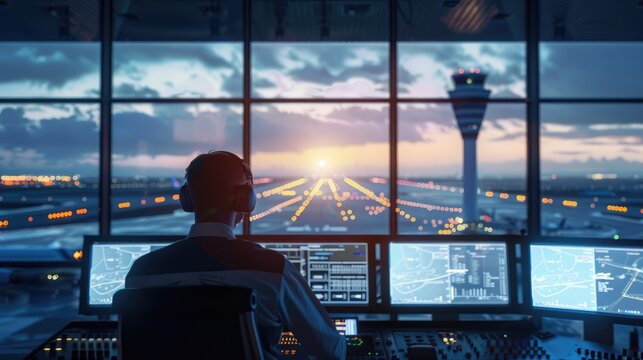 Image of a simulated risk situation on a computer screen in an airport control room