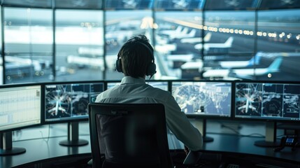 Image of a simulated risk situation on a computer screen in an airport control room