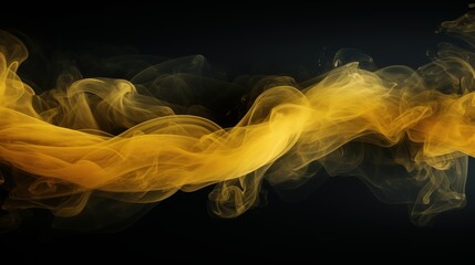 Fototapeta premium Yellow Wisp of Smoke Flowing Gracefully on a Black Background - Ethereal Abstract Art with Soft Curves and Fluid Motion