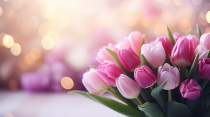 Obraz premium Vibrant tulips against a soft dreamy backdrop
