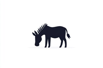 Silhouette of a zebra grazing peacefully in a minimalist landscape with subtle shadows and light
