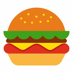 Burger  vector icon on white background.