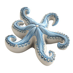 Fototapeta premium detailed ceramic starfish sculpture with intricate blue and white patterns, showcasing artistic craftsmanship