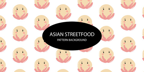 japanese streetfood popular pattern background. sushi background. takoyaki, asian pattern