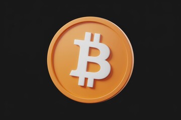 Obraz premium 3D render of an orange Bitcoin coin with a white Bitcoin symbol.