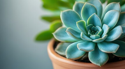 This image captures a beautiful succulent with intricate leaves and soft color gradations, creating a serene and calming visual on a gentle background.