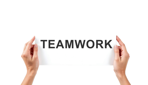 hand holding a page, Teamwork