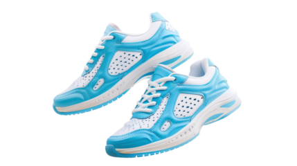 Blue athletic shoes with stylish design and white accents