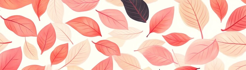 A vibrant collection of colorful leaves displayed in a seamless pattern.