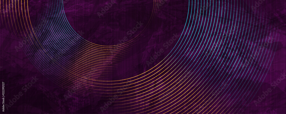 Poster Geometric retro grunge abstract background with linear circles. Vector minimal concept banner design
