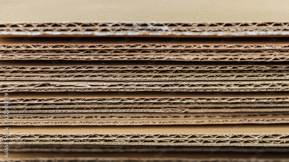 Poster Close up view of layered cardboard boxes showcasing texture and empty space for custom text or branding applications