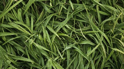 Green Grass with Water Droplets