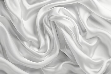 Fototapeta premium Glossy white satin fabric folds. Detailed photo textured background