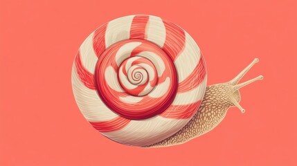 A vibrant snail with a colorful spiral shell on a bright background.