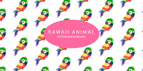 kawaii animal pattern background design. bear, deer, fox, bird, dog, hippo, parrot, pig, cow. textile pattern.  Cartoon animal Vector illustration for kids forest background with rain dots
