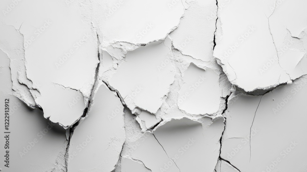 Poster Cracked White Wall Texture with Empty Space for Text Ideal for Background or Design Use
