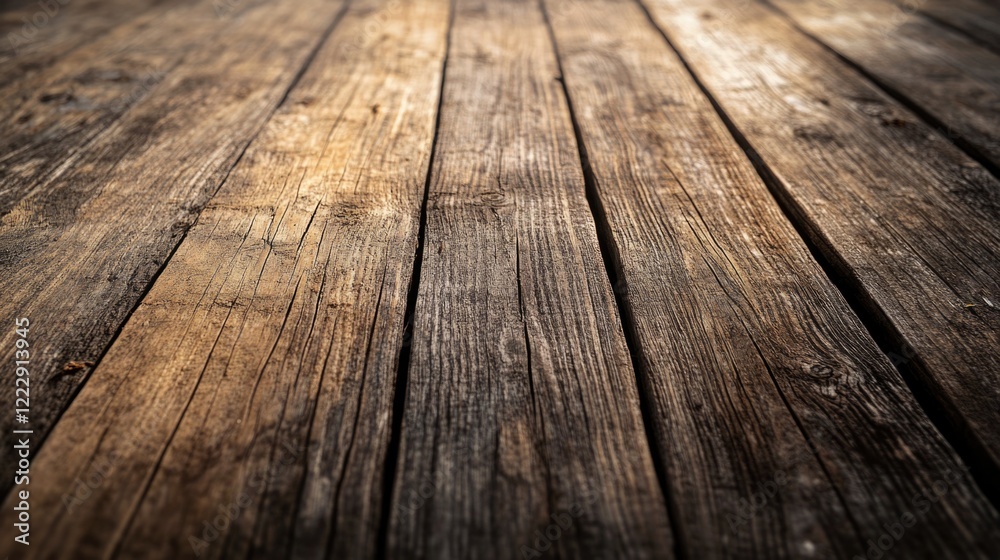 Aufkleber Textured wooden surface with natural grain details and empty space for overlaying text or graphics in a rustic aesthetic setting